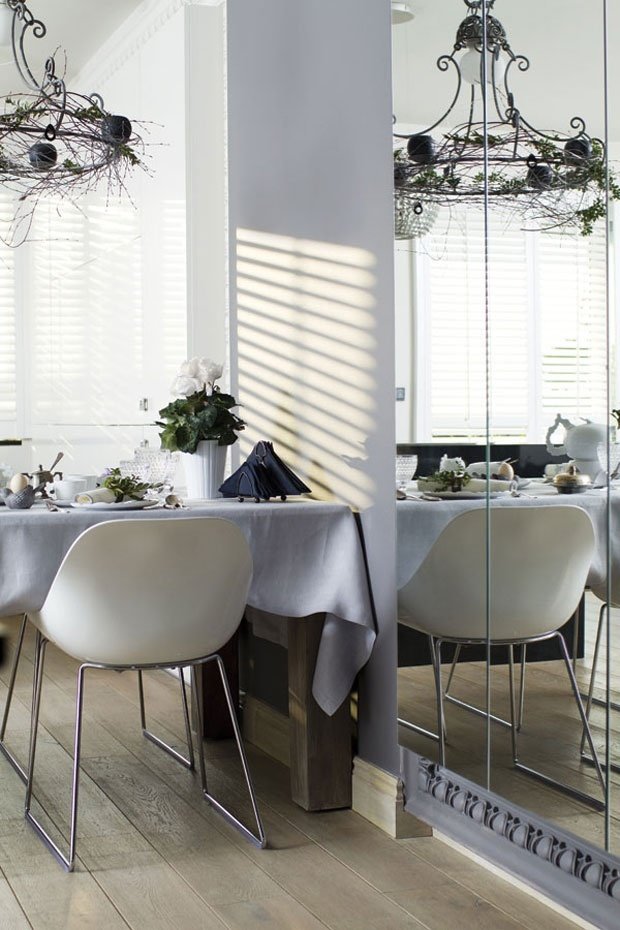 Интерьер кухни и столовой в скандинавском стиле с элементами минимализма