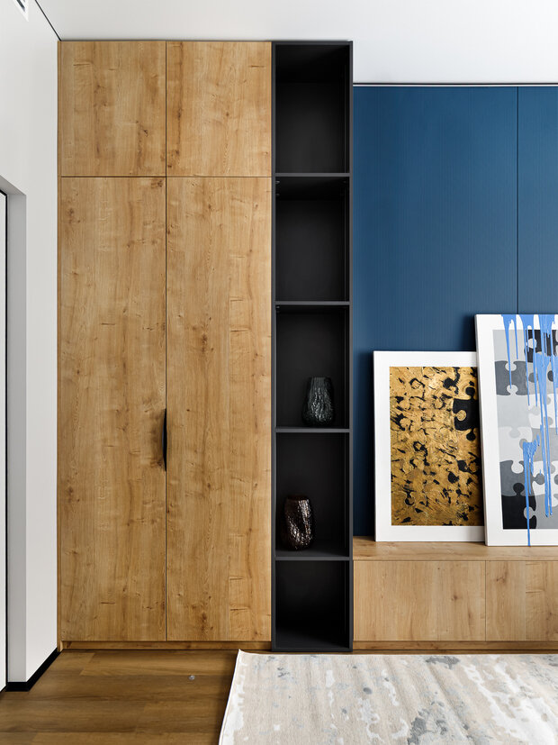 Фотография: Гостиная в стиле Современный, Квартира, Проект дня, Москва, Монолитный дом, 2 комнаты, 40-60 метров, Анна Водянова, Екатерина Абдуллина – фото на INMYROOM