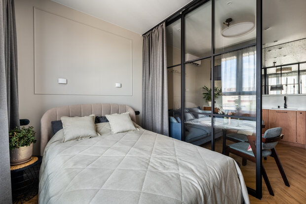Фотография: Спальня в стиле Современный, Минимализм, Квартира, Проект недели, Москва, Buro Brainstorm, 40-60 метров – фото на INMYROOM