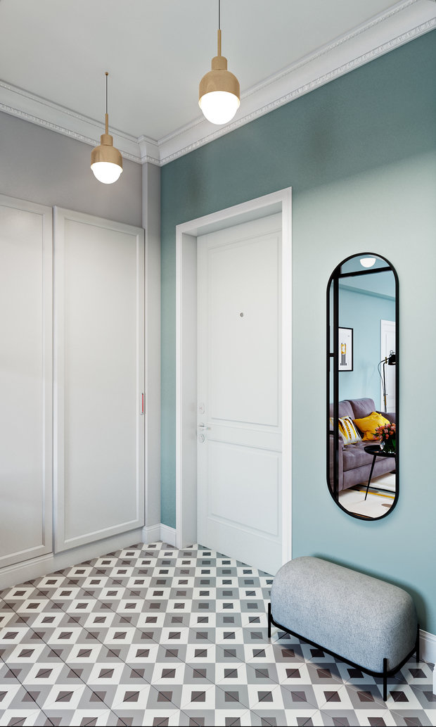 Фотография: Прихожая в стиле Скандинавский, Минимализм, Квартира, Проект недели, Samsung, Co:Interior, 2 комнаты, 60-90 метров, Москав, mid-century modern – фото на INMYROOM