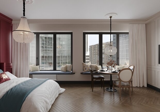 Фотография: Спальня в стиле Классический, Современный, Эклектика, Квартира, Студия, Проект дня, Москва, до 40 метров, Ира Носова – фото на INMYROOM
