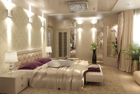 Светлая спальня в классическом стиле