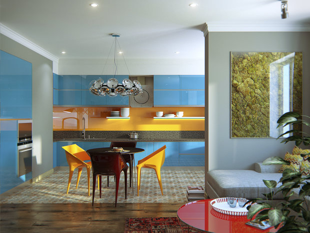 Фото из портфолио Яркие краски для городской квартиры. Город Пермь.  – фотографии дизайна интерьеров на INMYROOM