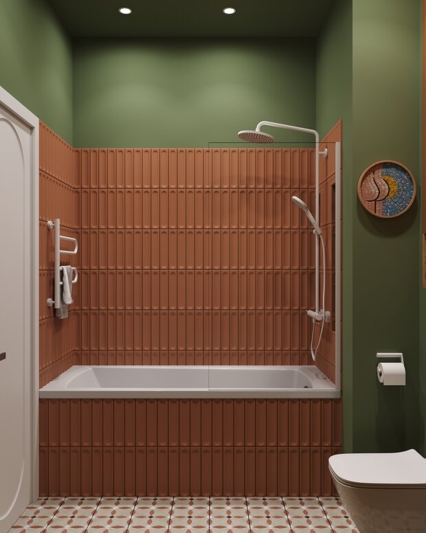 Фотография: Ванная в стиле Современный, Квартира, Проект дня, Москва, Монолитный дом, 40-60 метров, ЖК «Holland Park», Гера Остин, Анна Лаковская – фото на INMYROOM