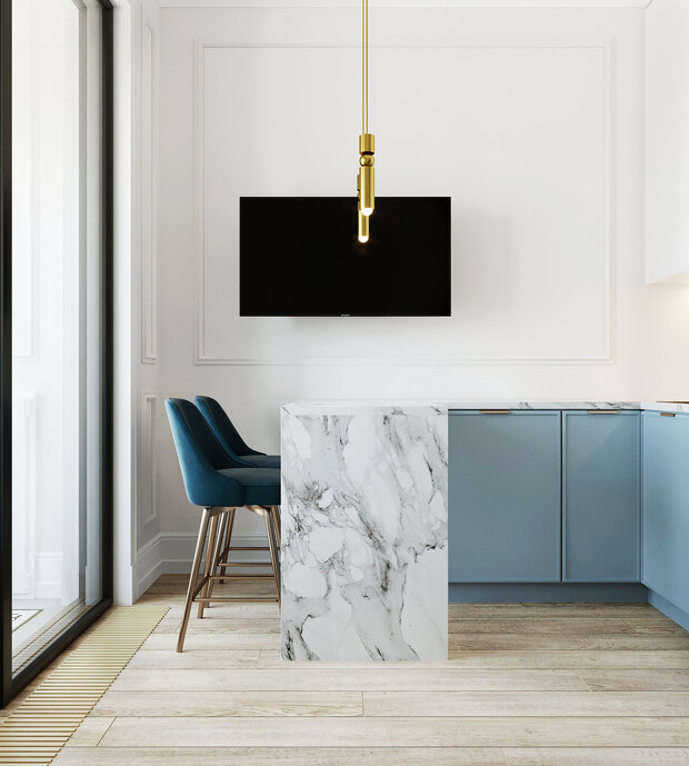 Фотография: Кухня и столовая в стиле Классический, Современный, Эклектика, Квартира, Проект недели, Голубой, 1 комната, до 40 метров, энциклопедия_интерьер, Вера Шеверденок – фото на INMYROOM