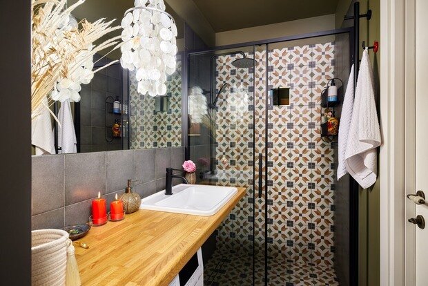 Фотография: Ванная в стиле Скандинавский, Современный, Эклектика, Винтажный, Малогабаритная квартира, Квартира, Проект дня, Санкт-Петербург, 2 комнаты, 40-60 метров, Эльнара Майылова – фото на INMYROOM