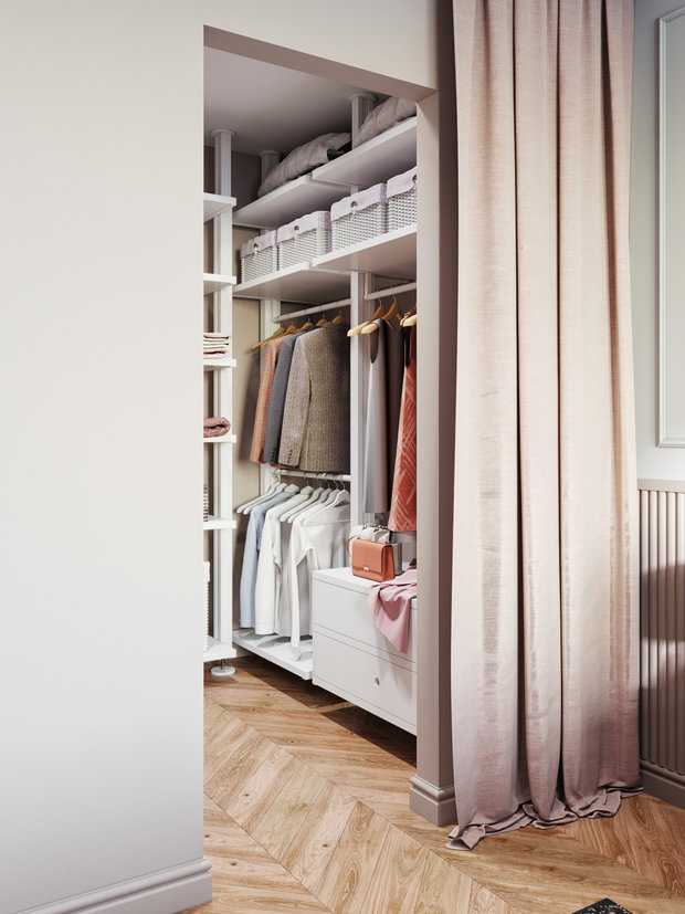 Фотография: Гардеробная в стиле Современный, Квартира, Проект недели, Москва, 3 комнаты, 40-60 метров, студия "Градиз" – фото на INMYROOM