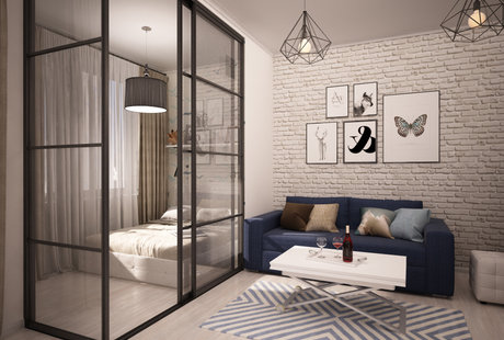 Скандинавский LOFT в 1-комнатной квартире с проектором в п. Комунарка