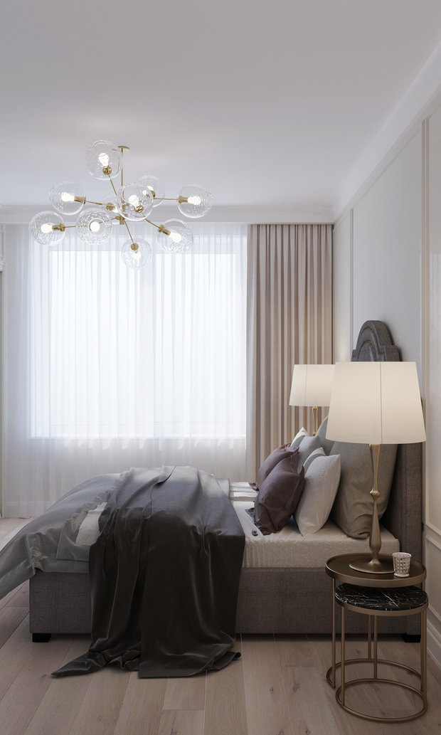 Фото из портфолио Квартира в Москве - современная классика. 1905 г. Спальня – фотографии дизайна интерьеров на INMYROOM