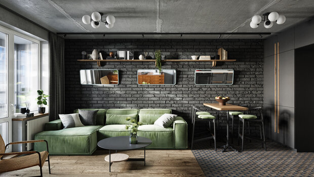 Фотография: Гостиная в стиле Лофт, Современный, Эклектика, Квартира, Проект недели, Санкт-Петербург, Макс Жуков, ToTaste Studio, 4 и больше, Более 90 метров, Монолитно-кирпичный – фото на INMYROOM