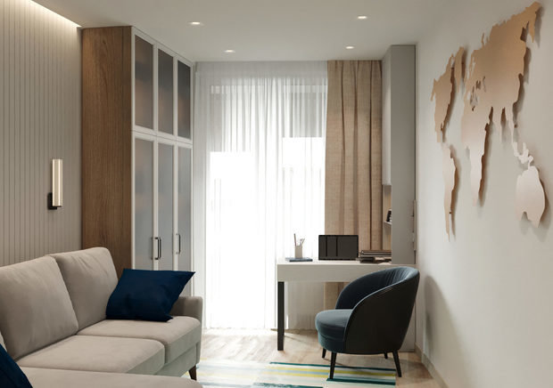 Фотография: Кабинет в стиле Современный, Скандинавский, Квартира, Проект недели, Санкт-Петербург, 3 комнаты, Более 90 метров, Start Design – фото на INMYROOM