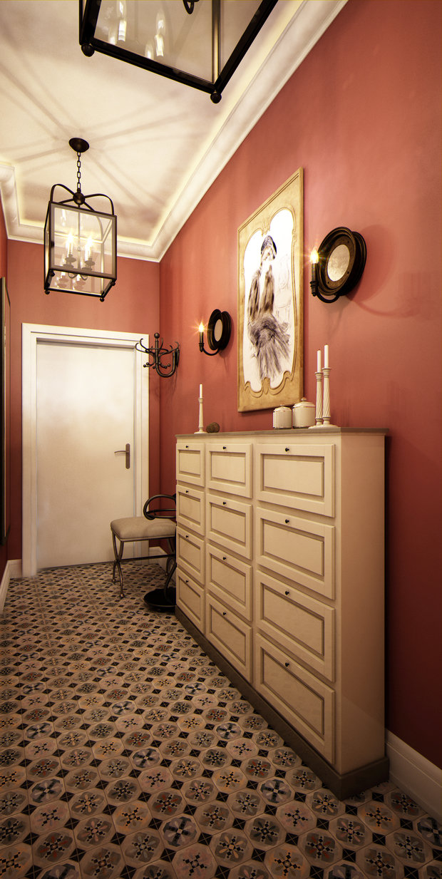 Фотография: Прихожая в стиле Прованс и Кантри, Классический, Современный, Эклектика, Квартира, Gramercy Home, Проект недели, Москва, Зеленый, Бежевый, Розовый, Бирюзовый, Марина Саркисян, Jacob Delafon, Laufen Palomba Collection, Designers Guild, Hansgrohe Raindance, Eiffinger, Aqua Azzuro, Atlas Concorde Doga Vanilla Cassettone, Vasily, квартира со свободной планировкой, свободная планировка, классический интерьер – фото на INMYROOM