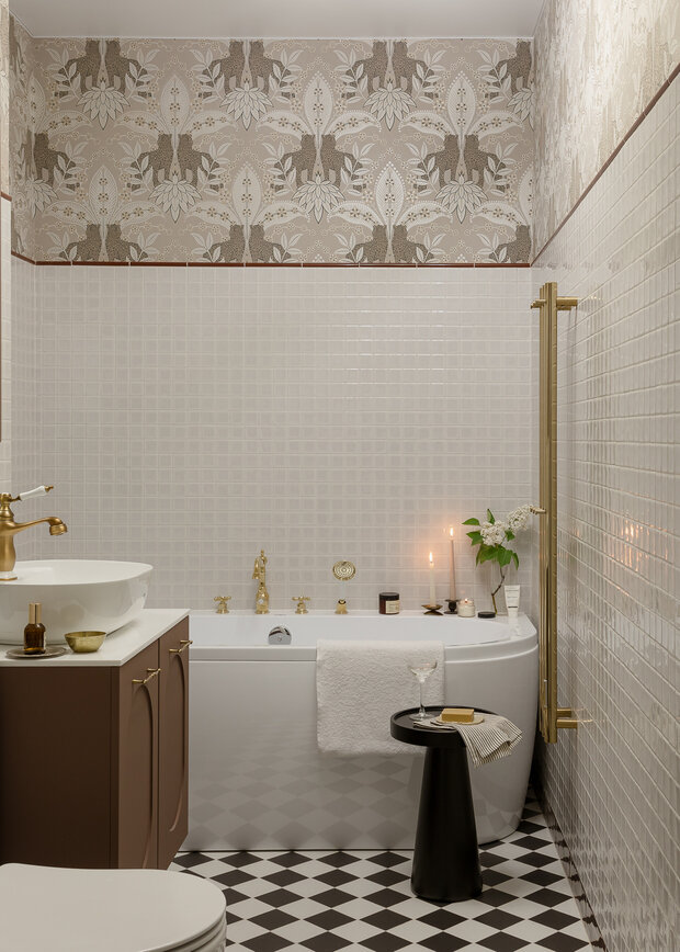 Фотография: Ванная в стиле Классический, Современный, Квартира, Проект дня, Екатеринбург, Монолитный дом, 2 комнаты, 40-60 метров, современный с элементами ретро, Анастасия Гавриленко, Анастасия Камаева – фото на INMYROOM