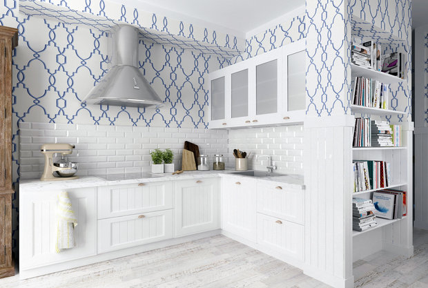 Фотография: Кухня и столовая в стиле Прованс и Кантри, Квартира, Проект дня, Москва, Монолитный дом, 2 комнаты, 60-90 метров, Маргарита Рассказова, ЖК «Айвазовский» – фото на INMYROOM