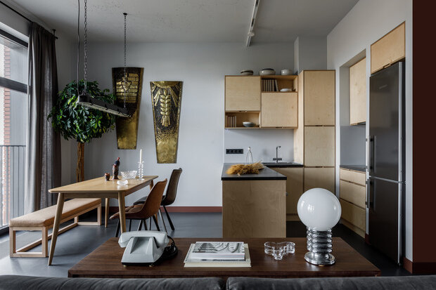 Фотография: Кухня и столовая в стиле Лофт, Современный, Квартира, Проект недели, Москва, Ирина Крашенинникова, Монолитный дом, 2 комнаты, 60-90 метров – фото на INMYROOM
