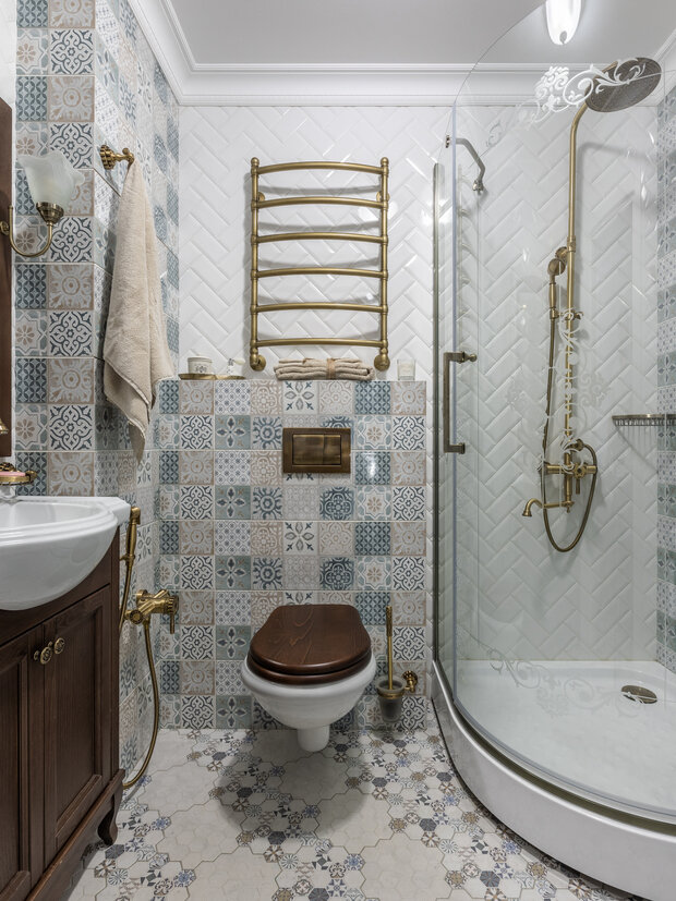 Фотография: Ванная в стиле Прованс и Кантри, Квартира, Проект дня, Кирпичный дом, 2 комнаты, 40-60 метров, Башкортостан, Лариса Байракова – фото на INMYROOM