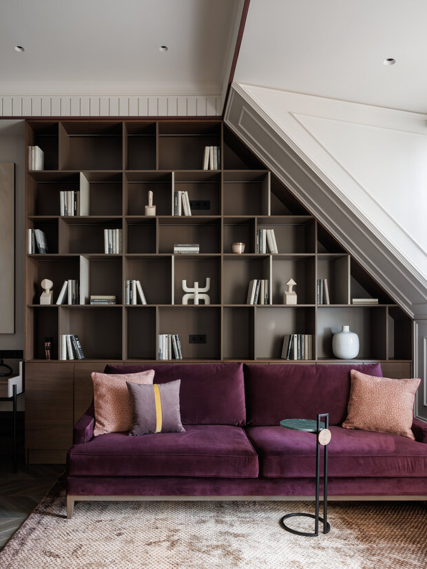 Фотография: Гостиная в стиле Классический, Современный, Квартира, Проект дня, Санкт-Петербург, Кирпичный дом, 2 комнаты, 40-60 метров, современный с элементами неоклассики, AM|Interior studio – фото на INMYROOM