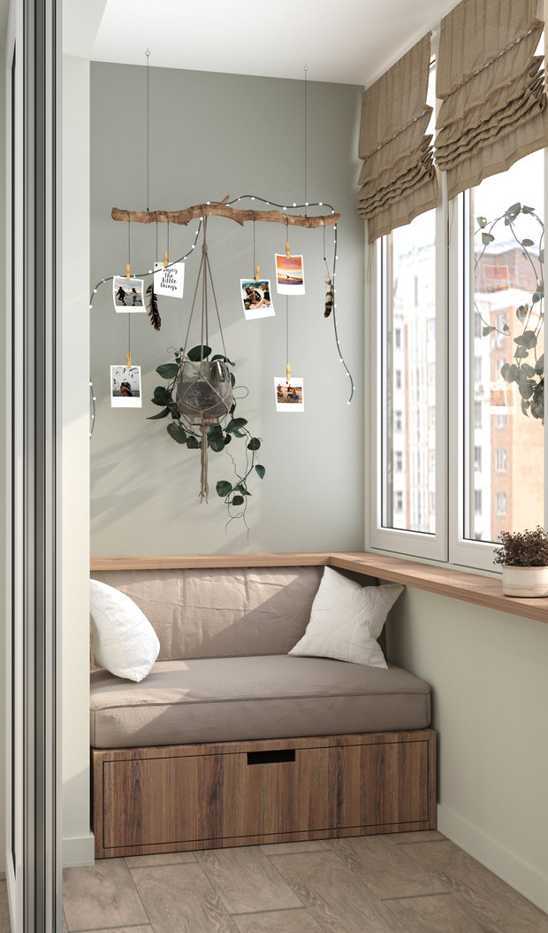 Декоративный подвес на лоджии у младшей дочери дизайнеры изготовили сами и подарили заказчику, когда передавали готовый дизайн-проект.