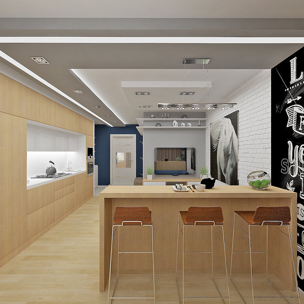 Фото из портфолио Дизайн интерьера двухкомнатной квартиры для молодого человека – фотографии дизайна интерьеров на INMYROOM