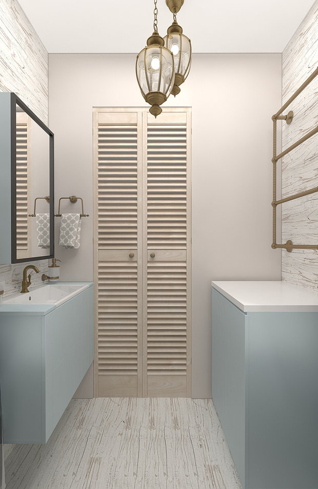 Фотография: Ванная в стиле Восточный, Прованс и Кантри, Скандинавский, Квартира, Проект недели, Москва, Эко, Виктория Золина, Zi-Design Interiors, Панельный дом, 2 комнаты, 40-60 метров, П-44ТМ – фото на INMYROOM