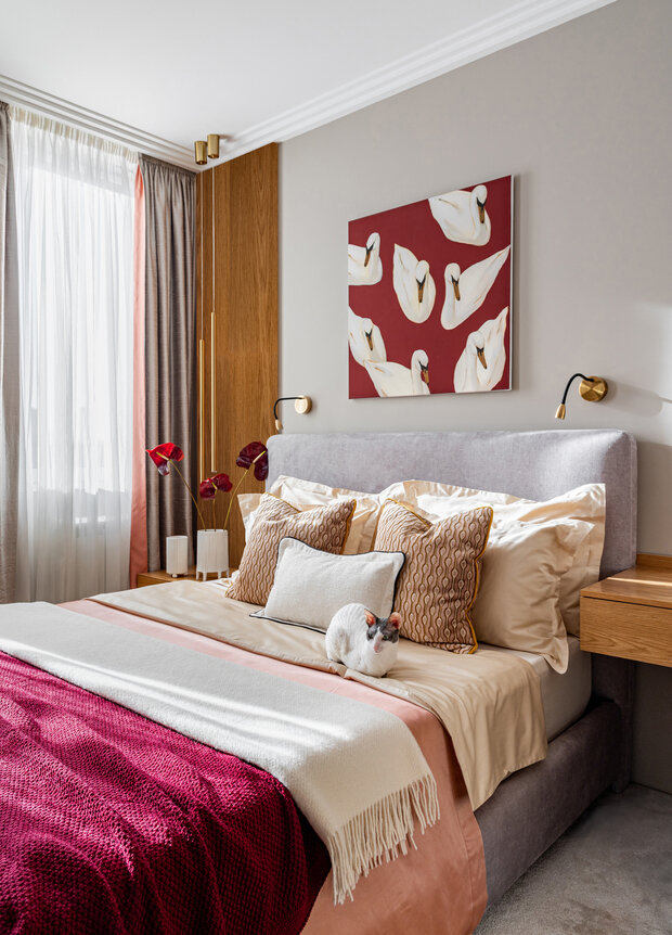 Фотография: Спальня в стиле Современный, Квартира, Проект дня, 2 комнаты, 40-60 метров, ЖК «Пятницкие кварталы» – фото на INMYROOM