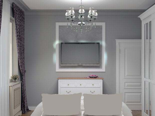 Фотография: Спальня в стиле Классический, Квартира, Проект недели, Москва, кухня-гостиная, новостройка, Елизавета Корешкова, Beau Interiors, гостиная в прихожей, Монолитный дом, 2 комнаты, 40-60 метров – фото на INMYROOM