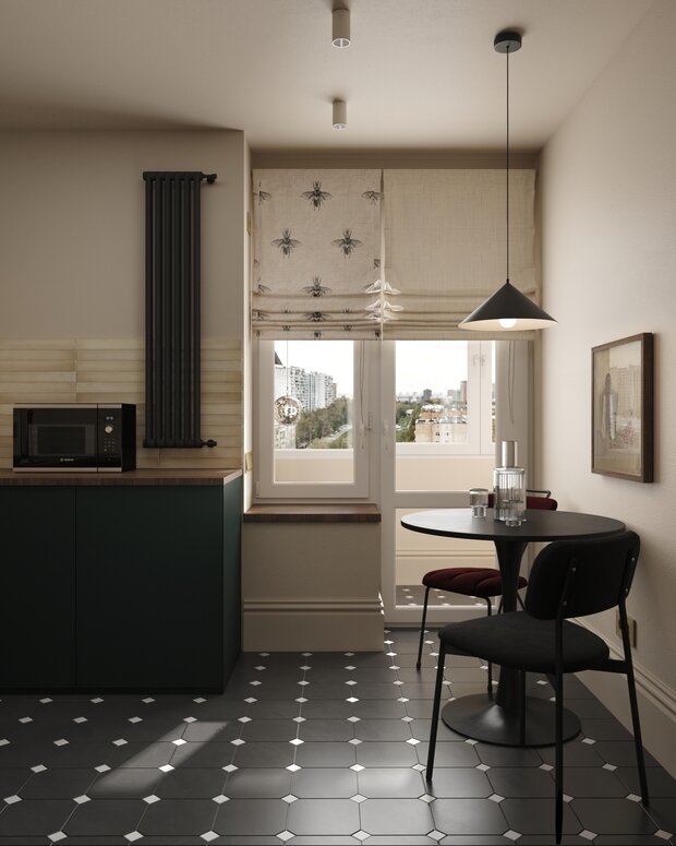 Фотография: Кухня и столовая в стиле Современный, Эклектика, Квартира, Проект дня, Монолитный дом, 2 комнаты, 40-60 метров, Илона Рафикова – фото на INMYROOM