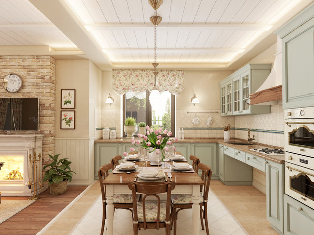 Фотография: Кухня и столовая в стиле Прованс и Кантри, Современный, Дом, Проект недели, Дом и дача, Истринский район, Студия Волковых, 4 и больше, Более 90 метров – фото на INMYROOM