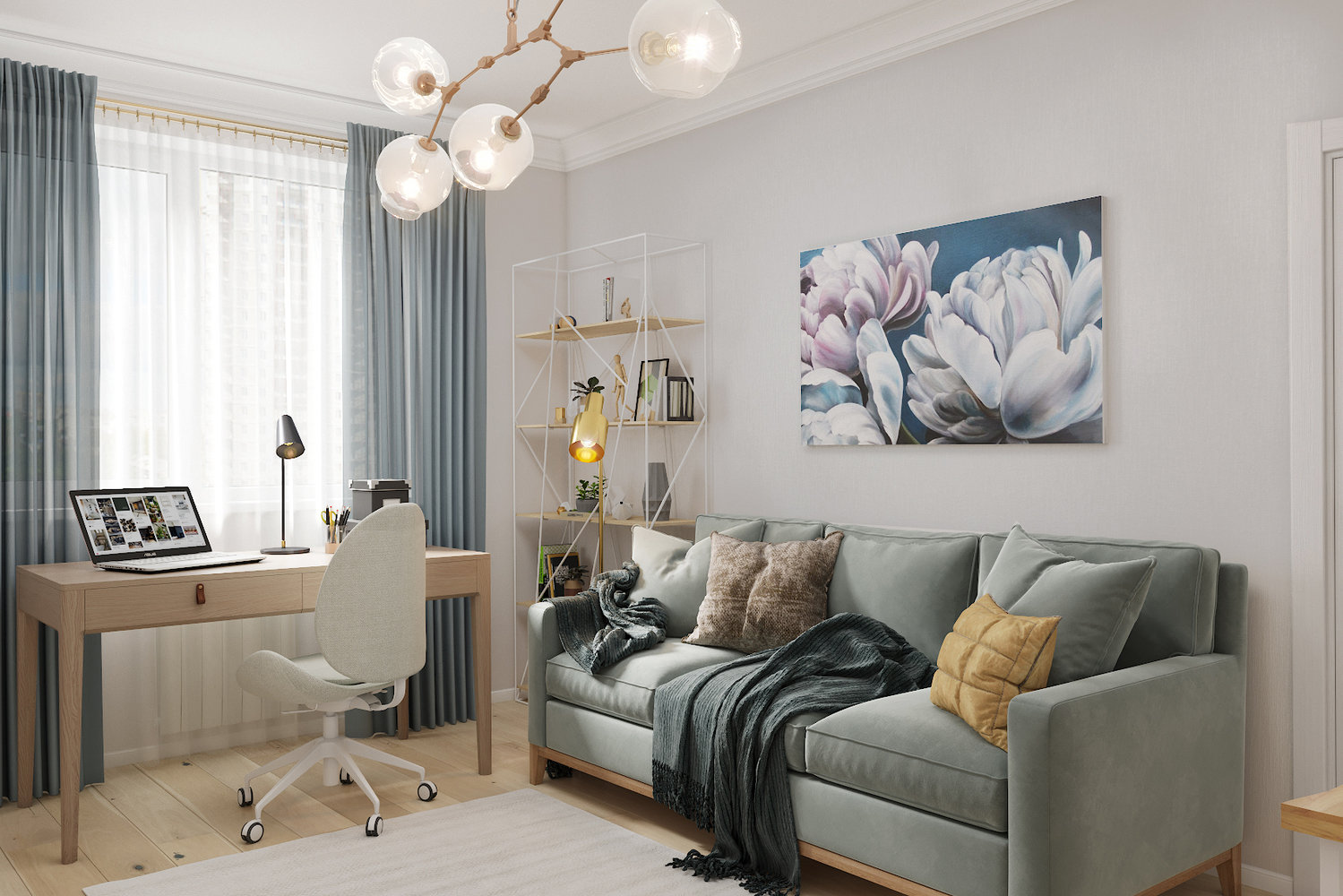 Фотография: Гостиная в стиле Современный, Скандинавский, Проект недели, Москва, Панельный дом, 2 комнаты, 40-60 метров, Veronika Marfina – фото на INMYROOM Фотография: Гостиная в стиле Современный, Скандинавский, Проект недели, Москва, Панельный дом, 2 комнаты, 40-60 метров, Veronika Marfina – фото на INMYROOM