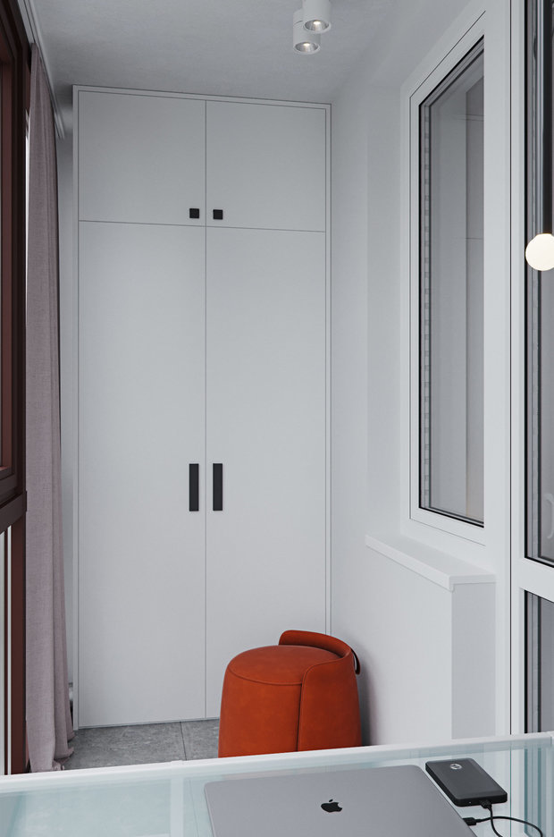 Фотография: Балкон в стиле Минимализм, Современный, Малогабаритная квартира, Квартира, Проект недели, Санкт-Петербург, Алена Тимонина, Андрей Тимонин, Монолитный дом, 1 комната, до 40 метров – фото на INMYROOM