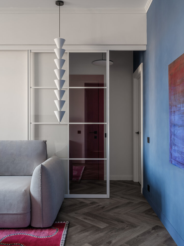 Фотография: Гостиная в стиле Современный, Эклектика, Квартира, Проект дня, Москва, Сталинка, Кирпичный дом, 3 комнаты, 60-90 метров, Мари Гри – фото на INMYROOM