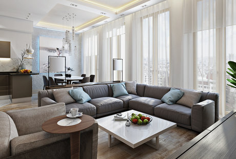 Просторная кухня и гостиная