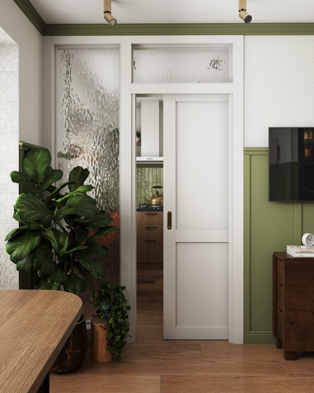 Фотография: Гостиная в стиле Современный, Малогабаритная квартира, Квартира, Проект дня, Московская область, Кирпичный дом, 1 комната, до 40 метров, Анастасия Струве, современный с элементами классики и винтажа – фото на INMYROOM