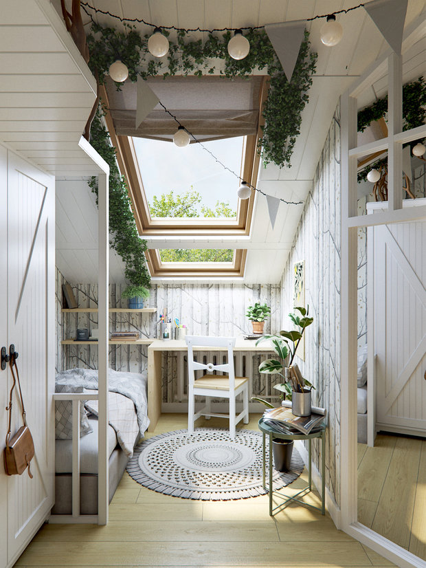 Фотография: Детская в стиле Скандинавский, Эко, Гид, квартира в мансарде, Geometrium, интерьер мансарды, Маргарита Рассказова, Ольга Солнышкова, Виктория Лазарева, Ирина Райхер – фото на INMYROOM
