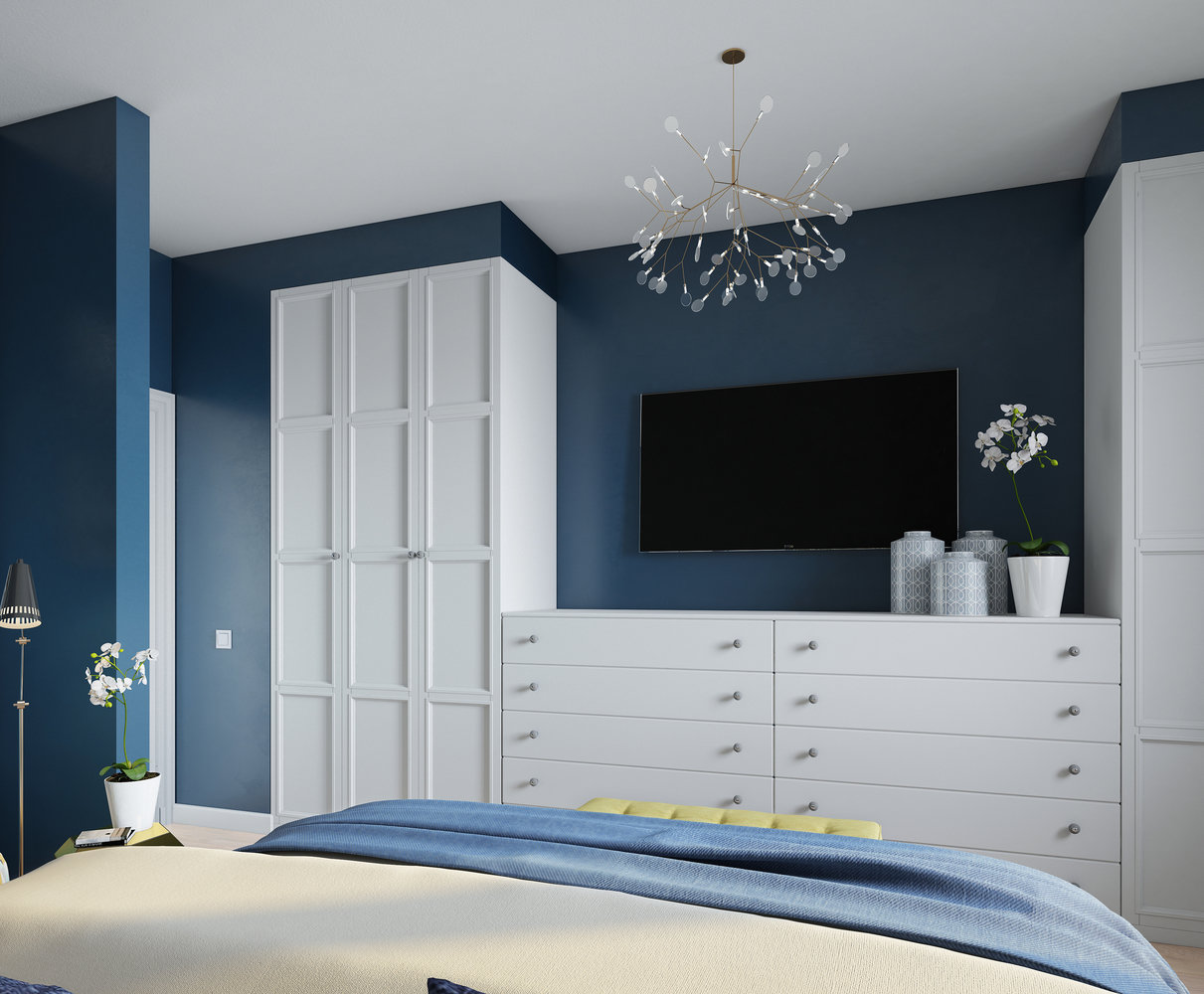 Фотография: Спальня в стиле Современный, Эклектика, Квартира, Проект недели, Москва, 3 комнаты, 60-90 метров, Ксения Мезенцева – фото на INMYROOM Фотография: Спальня в стиле Современный, Эклектика, Квартира, Проект недели, Москва, 3 комнаты, 60-90 метров, Ксения Мезенцева – фото на INMYROOM