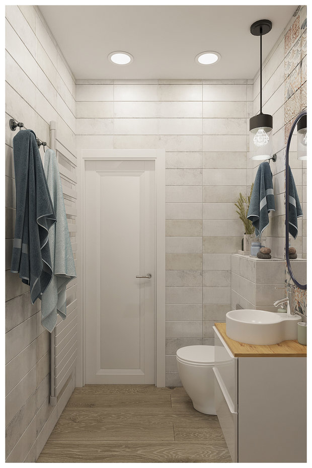 Визуализация интерьера ванной комнаты в стиле минимализм