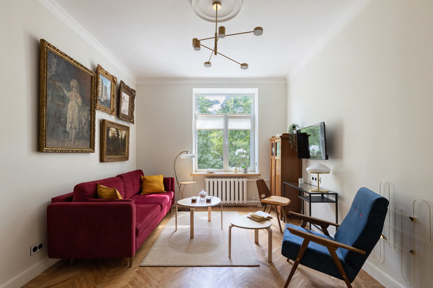 Фотография: Гостиная в стиле Скандинавский, Эклектика, Квартира, Проект недели, Санкт-Петербург, 1 комната, до 40 метров, Екатерина Белоконь – фото на INMYROOM