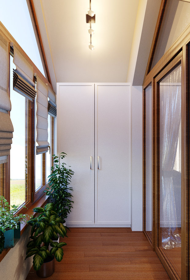 Фото из портфолио Интерьер на мансарде: кухня гостиная и мини оранжерея на балкне – фотографии дизайна интерьеров на INMYROOM