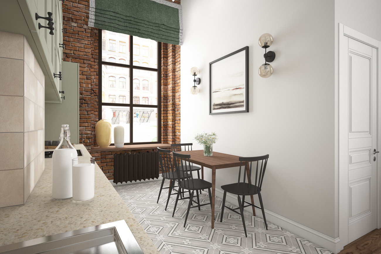 Фотография: Кухня и столовая в стиле Лофт, Детская, Скандинавский, Квартира, Проект недели, Москва – фото на INMYROOM