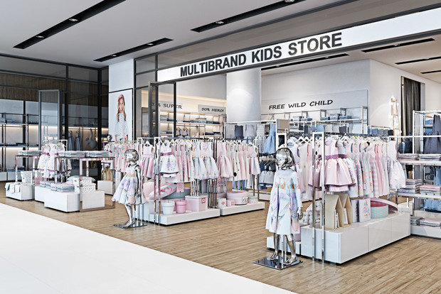 Визуализация интерьера магазина детской одежды в современном стиле