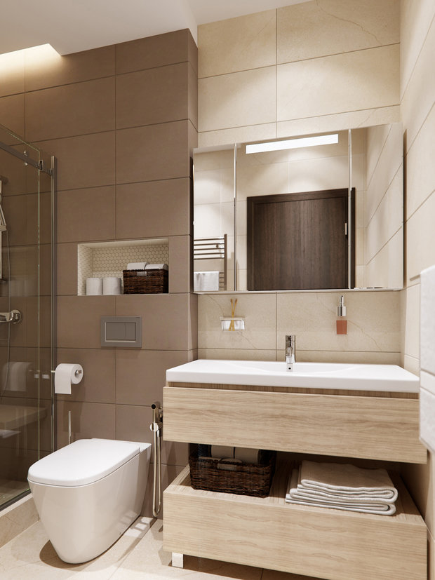 Фотография: Ванная в стиле Минимализм, Квартира, Проект недели, Москва, 2 комнаты, 40-60 метров, Ксения Коновалова, ЖК «Опалиха О3» – фото на INMYROOM