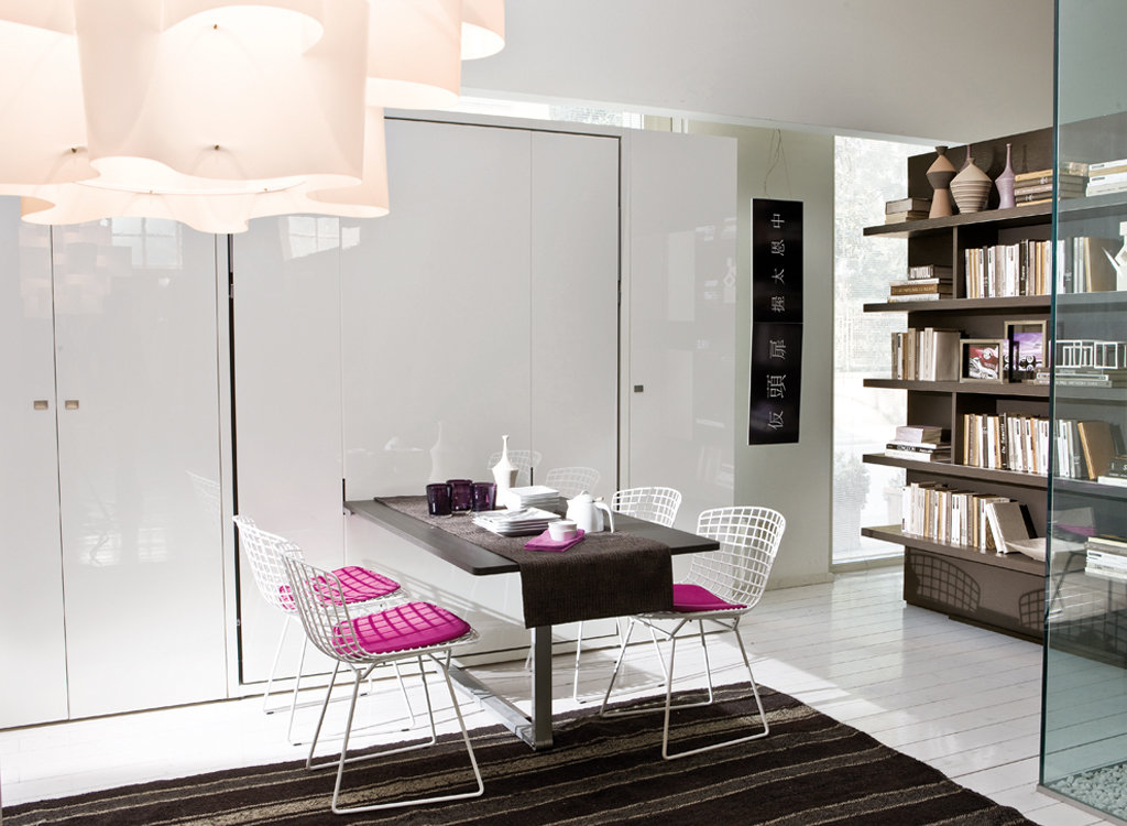 Фотография: Кухня и столовая в стиле Современный, Минимализм, Советы, Бежевый, Серый, Мебель-трансформер, кровать-трансформер, диван-кровать – фото на INMYROOM