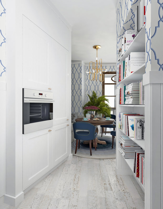 Фотография: Кухня и столовая в стиле Прованс и Кантри, Квартира, Проект дня, Москва, Монолитный дом, 2 комнаты, 60-90 метров, Маргарита Рассказова, ЖК «Айвазовский» – фото на INMYROOM