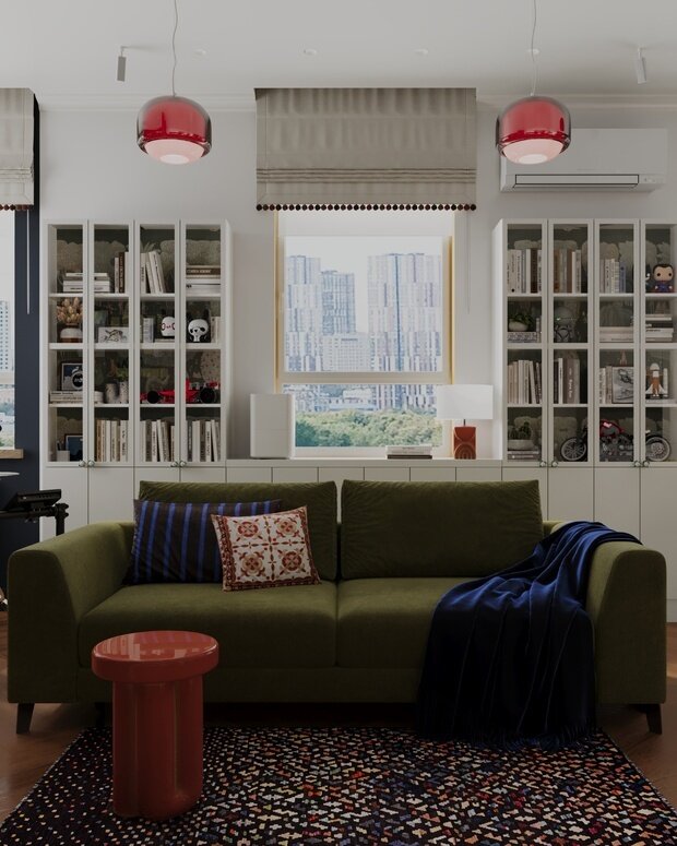 Фотография: Гостиная в стиле Современный, Эклектика, Квартира, Проект дня, Москва, 3 комнаты, 60-90 метров, Анастасия Струве – фото на INMYROOM