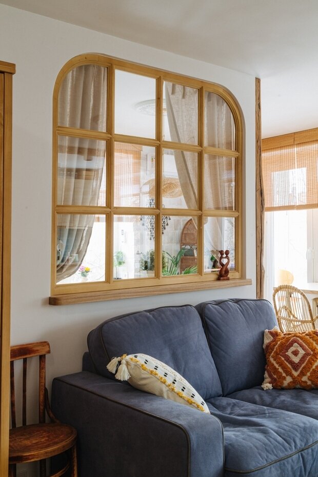 Фотография: Гостиная в стиле Скандинавский, Эклектика, Восточный, Малогабаритная квартира, Квартира, Проект недели, Москва, Эко, Хрущевка, 2 комнаты, 40-60 метров, Павел Фотеев – фото на INMYROOM