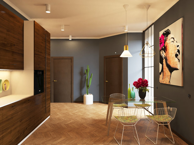 Фотография: Кухня и столовая в стиле Минимализм, Эклектика, Квартира, Проект недели, Москва, новостройка, Монолитный дом, Arslanova Design, 3 комнаты, 60-90 метров – фото на INMYROOM