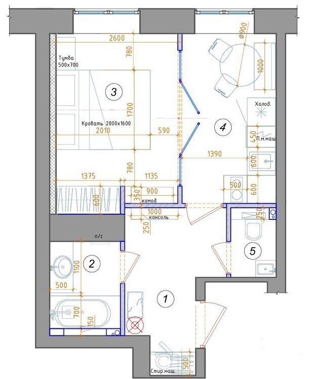 Фотография: Планировки в стиле , Классический, Малогабаритная квартира, Квартира, Проект дня, Москва, 1 комната, до 40 метров, Ольга Петрова-Подольская – фото на INMYROOM