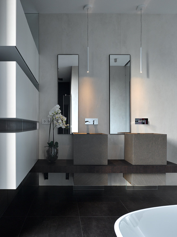 Фотография: Ванная в стиле Минимализм, Современный, Дом, Подмосковье, Московская область, Монолитный дом, Александра Федорова, 4 и больше, Более 90 метров, Эксклюзивные проекты, Марфино – фото на INMYROOM