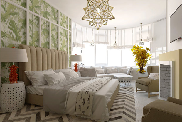 Фотография: Спальня в стиле Прованс и Кантри, Квартира, Проект дня, Москва, Монолитный дом, 2 комнаты, 60-90 метров, Маргарита Рассказова, ЖК «Айвазовский» – фото на INMYROOM