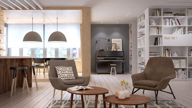 Фото из портфолио Квартира в стиле Mid-century modern от INT2 – фотографии дизайна интерьеров на INMYROOM